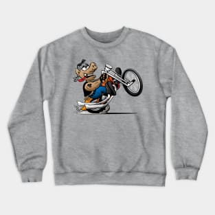 Biker Hog Motorcycle Cartoon Crewneck Sweatshirt